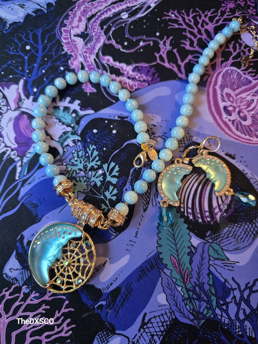 Kirks Folly Mystic Moon Dreamcatcher Beaded Necklace and Earrings Set